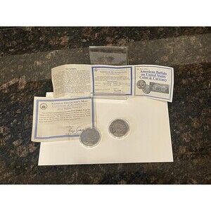2 Coin Buffalo Silver Proof 2001 Coin Set w/ Certificate